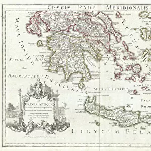 1794, Delisle Map of Southern Ancient Greece, Greeks Isles, and Crete, topography