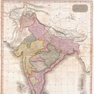 1818, Pinkerton Map of India, Pakistan, Afghanistan, Tibet, Nepal, Sri Lanka, John Pinkerton