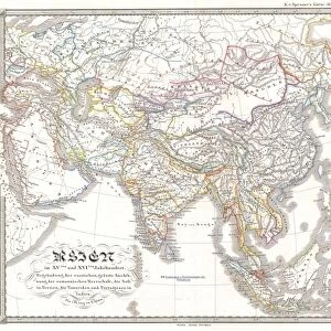 1844, Spruneri Map of Asia in the 15th and 16th Centuries, Ming China, topography