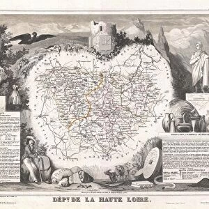 1852, Levasseur Map of the Department De La Haute Loire, France, Loire Valley Region