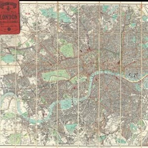 1895, Philip Pocket Map or Plan of London, England, topography, cartography, geography