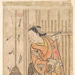 Actor Woman Standing Mirror Stand Edo period