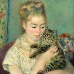 Auguste Renoir, Woman with a Cat, French, 1841 - 1919, c. 1875, oil on canvas