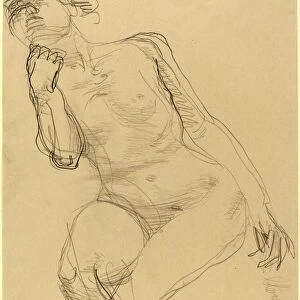 Auguste Rodin, Seated Female Nude Leaning to the Left, French, 1840-1917, 1908, graphite