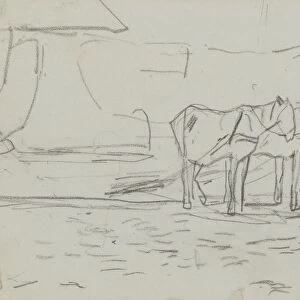 Beach horses barges Anton Mauve 1848 1888 paper