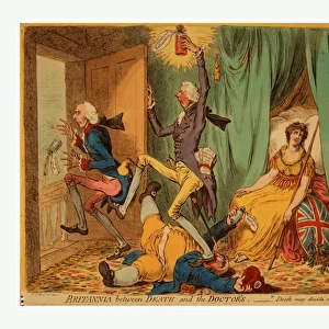 Britannia between death and the doctors, Gillray, James, 1756-1815, artist, [London]
