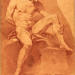 Carle Van Loo, French (1705-1765), A Seated Male Nude, red chalk on laid paper