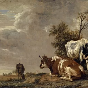 Three cattle pasture 1646 oil oak 25. 2 x 31. 3 cm
