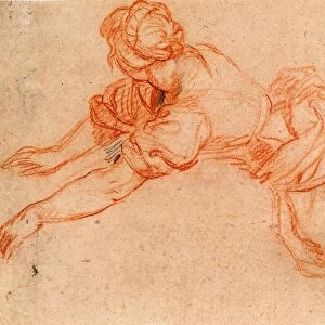 Charles de La Fosse, Young Woman Kneeling and Reaching Forward [verso], French, 1636-1716