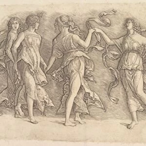 Four Dancing Muses ca 1497 Engraving plate 10 1 / 4 x 13 3 / 4
