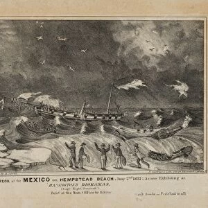 Drawings Prints, Print, Dreadful, Wreck, Mexico, Hempstead, Beach, January 2nd, 1837