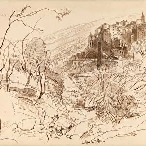 Edward Lear (British, 1812 - 1888), View of Ceriana, 1870, pen and brown ink over