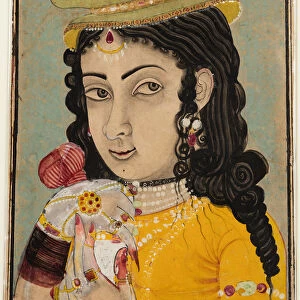 A European Lady holding bottle cup 1710-20 India