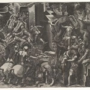 Fall Troy Escape Aeneas mid-1540s Engraving sheet
