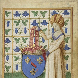 Female Heraldic Figure Holding Escutcheon Jean Fouquet