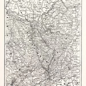 Franco-Prussian War: Map of Alsace and Lorraine, Counties Given to the German Empire 1870