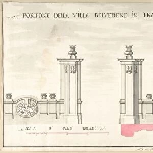 Gate Villa Belvedere Frascati 1710-27 Pen dark brown ink