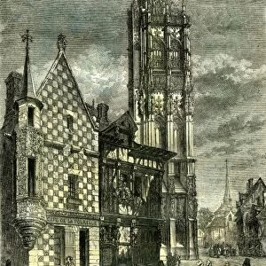 house of God, church, verneuil, france, 1848, house of God, church, vintage, old print