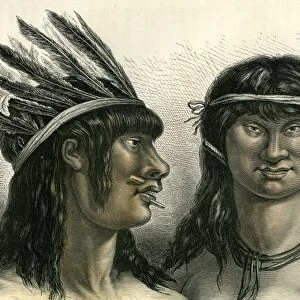 indians, 1869, types d indiens impetiniris, peru, south America, vintage, old print