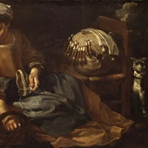 Lacemaker ca 1665 Oil canvas 28 1 / 4 x 38 1 / 4