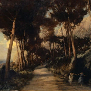Landscape Capri Path Tiberius 1878 oil canvas