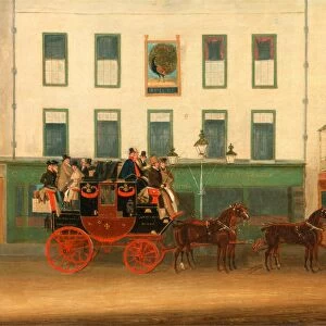 The London-Manchester Stage Coach, athe Peveril of the Peak, a outside the Peacock Inn