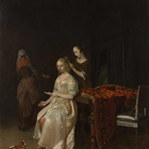 Love Letter early 1670s Oil canvas 36 x 25 91. 4 63. 5 cm