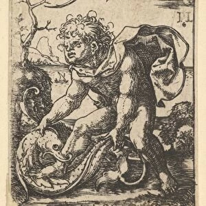 Man Fish August 16 1522 Engraving sheet 2 7 / 16 x 1 5 / 8