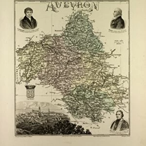 Map of Aveyron, 1896, France