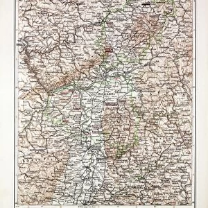 Map of Hessen, Germany, 1899