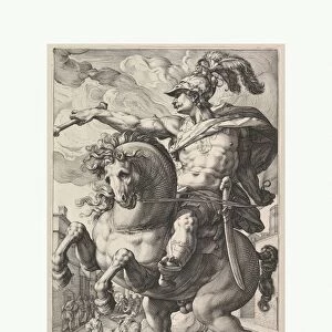 Marcus Curtius series Roman Heroes 1586 Engraving