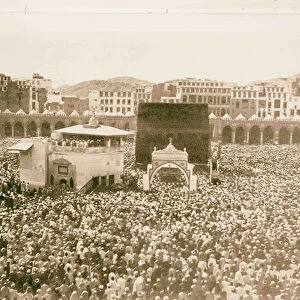 Mecca ca 1910 Bird -eye view Kaaba crowded w / pilgrims