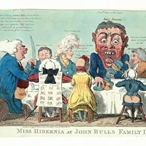 Miss Hibernia at John Bulls family dinner!!, Cruikshank, Isaac, 1756?-1811?, engraving