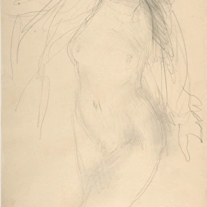 Nude female figure reclining side n. d Graphite