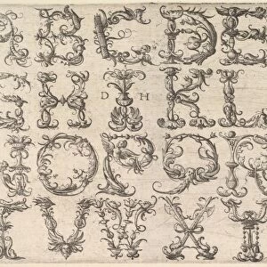 Ornamented Roman Majuscule Alphabet ca 1520 Etching