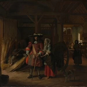 Paying Hostess ca 1670 Oil canvas 37 1 / 4 x 43 3 / 4