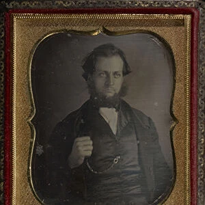 Portrait Man Holding Watch Fob Lapel Meade Brothers