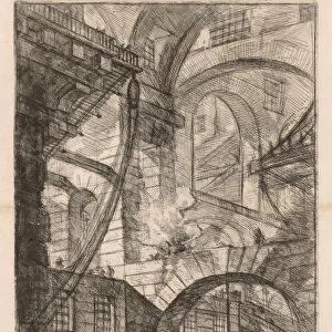 Prisons Perspective Arches Smoking Fire 1745-1750