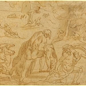 after Raphael, The Deluge, from the Loggia of the Vatican, pen and brown ink on laid