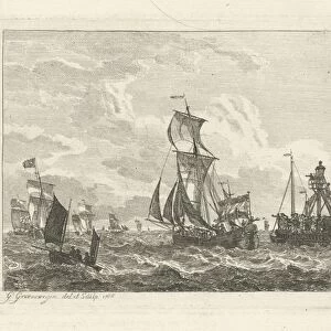 Sailing ships at sea, Gerrit Groenewegen, 1786