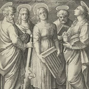 Saints Paul, John, Cecilia, Peter and Mary Magdalene, Nicolaes de Bruyn, Marcantonio