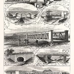 Scenes on the New Railway in Japan between Osaka and Kobe, 1876. Shindingawa Bridge