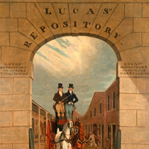 Schooling a Pair in a Brake at Lucass Yard, Clerkenwell Signed and dated, lower left