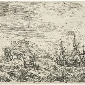 Ships on a stormy sea, Bonaventura Peeters (I), 1624 - 1652