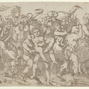 Silenus Carried Two Attendants Bacchus 1543 Etching