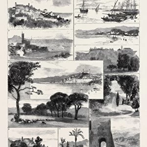 SKETCHES AT CANNES: 1. Cannes from Hill on West Side; 2. The Quay; 3. St. Raphael