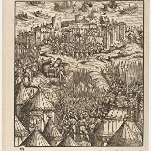 Storming Moran Shore Der Weisskunig printed 18th century
