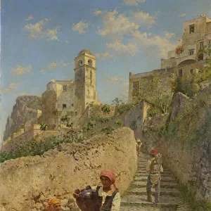 Street Capri 1884 oil canvas 64 x 40. 5 cm signed