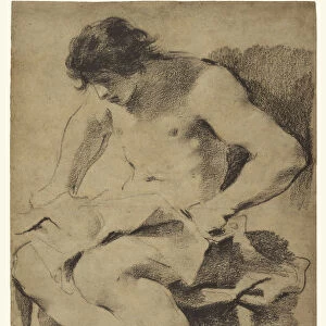 Study Seated Young Man Guercino Giovanni Francesco