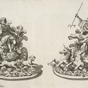 Two table ornaments depicting Neptune Vulcan